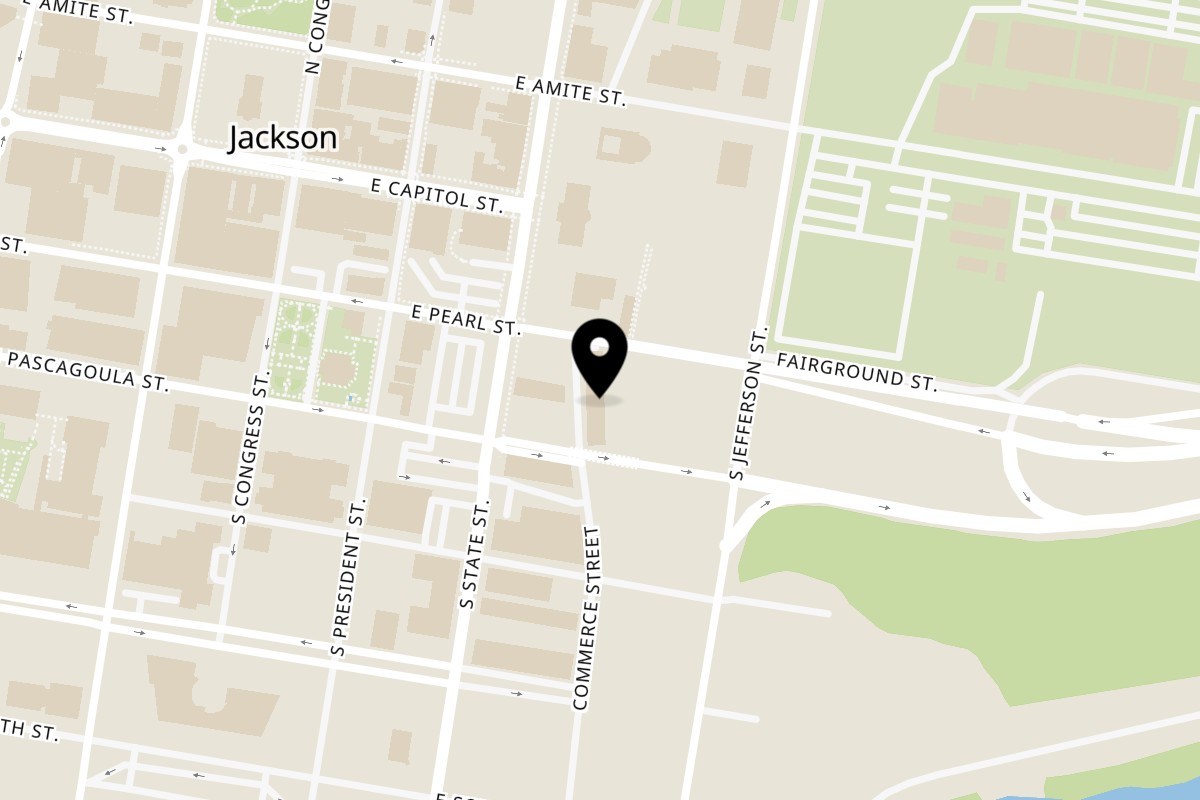 Map showing the location of Hal & Mal's on 200 Commerce St B in Jackson